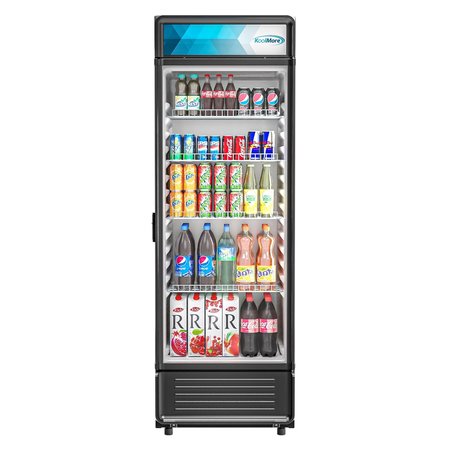 KOOLMORE Commercial Upright Beverage Refrigerator, Black, 12 cu.ft. Single Swing Door MDR-1GD-12C